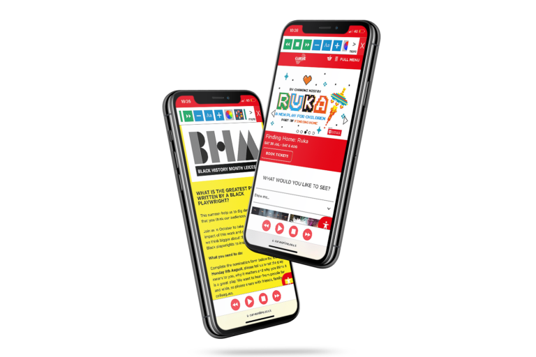 Mobiles with Curve Theatre website using the Recite Me assistive toolbar