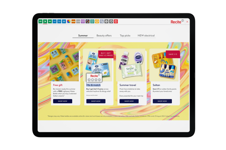 Tablet with Boots website using the Recite Me toolbar