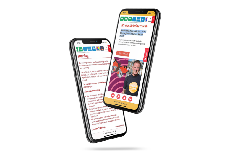Mobiles with Health In Mind website using the Recite Me assistive toolbar