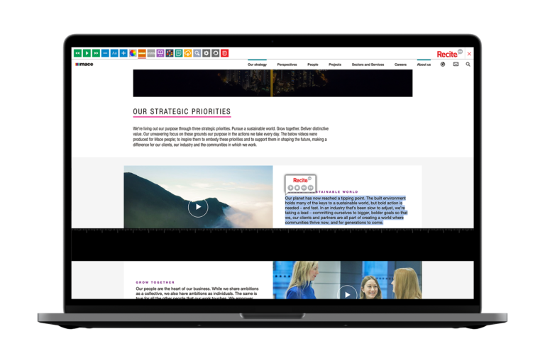Laptop with Mace website using the Recite Me assistive toolbar