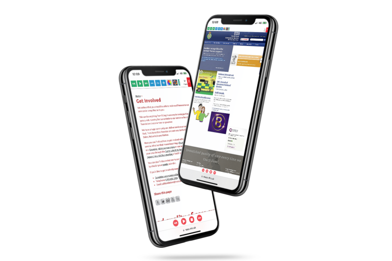 Mobiles with North East Ambulance website using the Recite Me assistive toolbar
