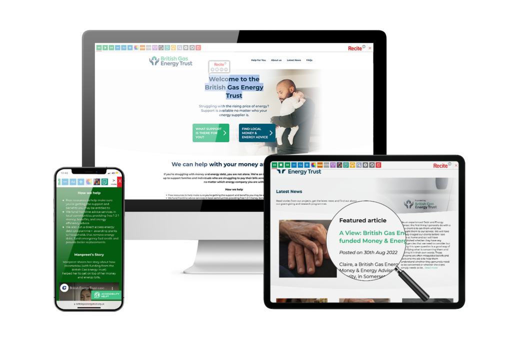 British Gas Energy Trust on multiple screens