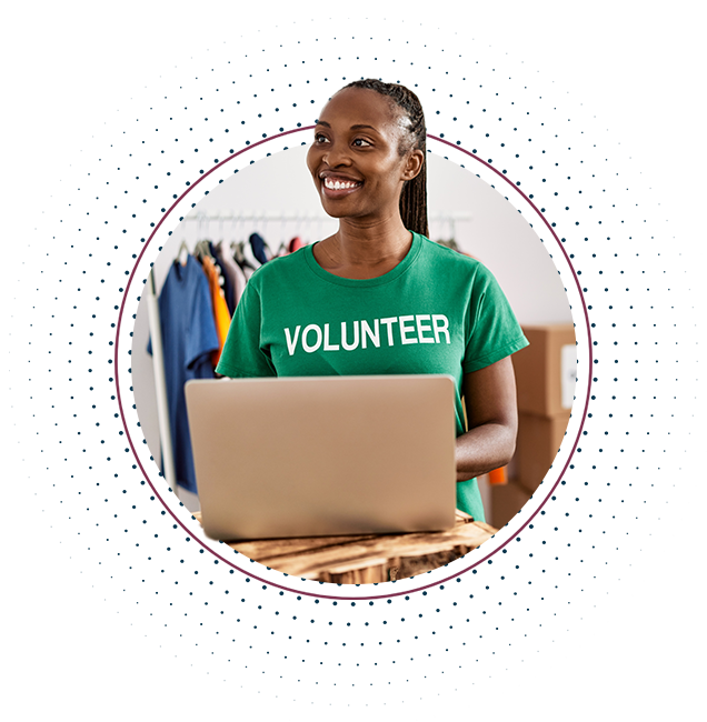 Charity Volunteer working with her laptop