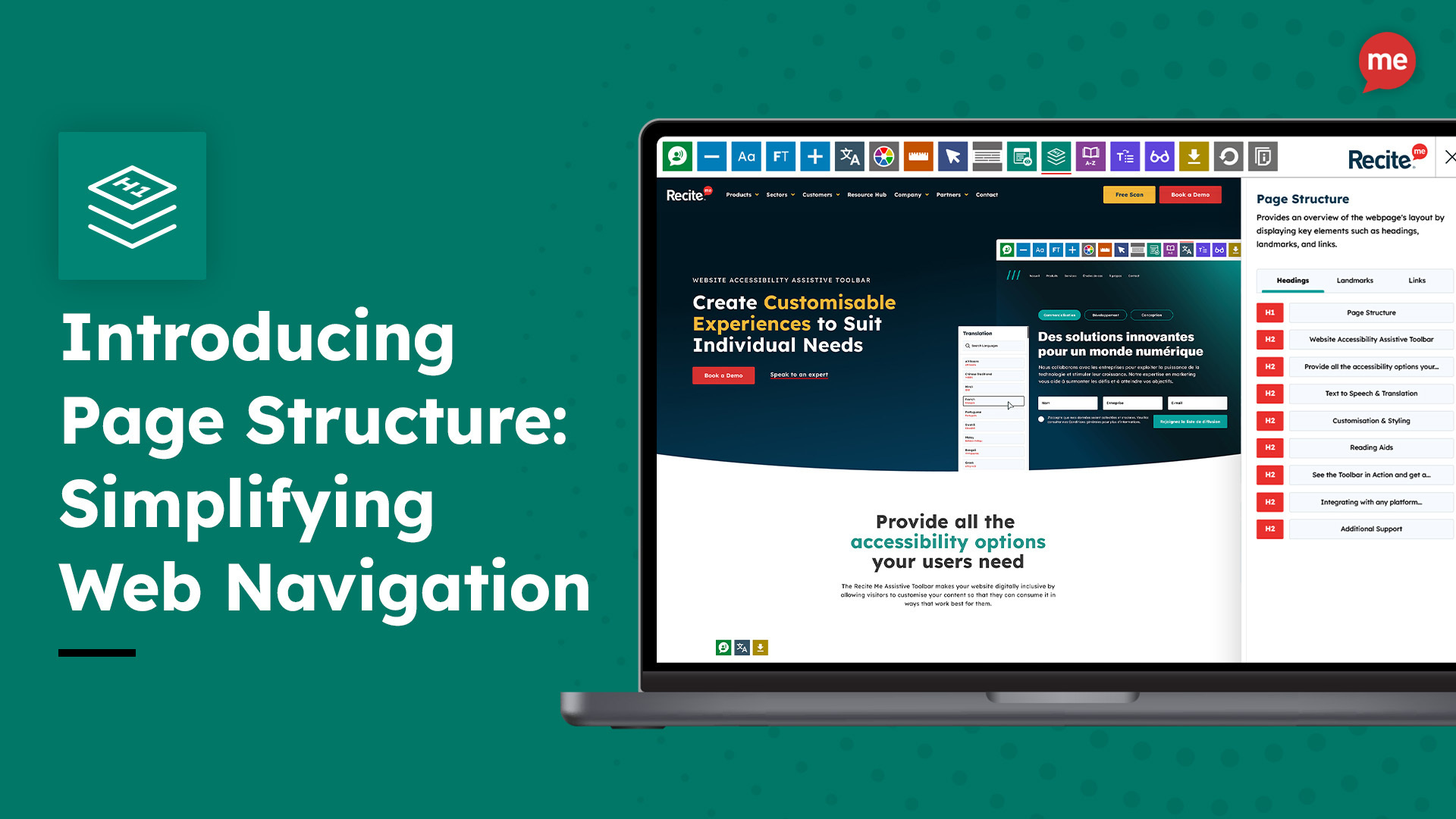 Introducing Page Structure: Simplifying Web Navigation. Mock up of the page structure tool being used.