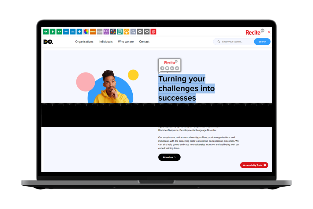 Laptop with Do It Profiler website using the Recite Me assistive toolbar