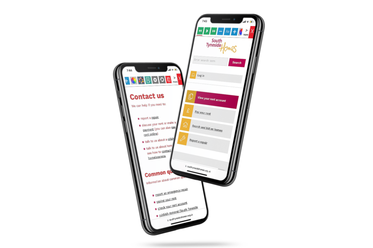 Mobiles with South Tyneside Homes website using the Recite Me assistive toolbar