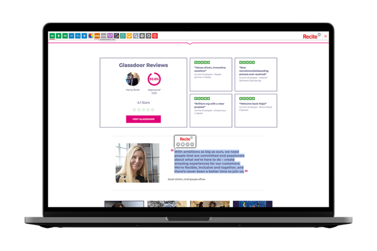 Laptop with Very website using the Recite Me assistive toolbar