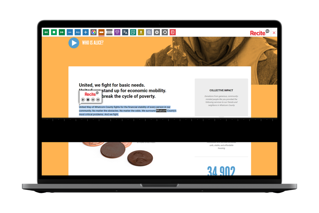 Screenshot of United Way of Whatcom County website on Laptop