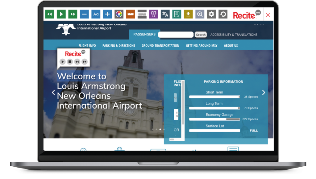 Laptop with New Orleans International Airport website