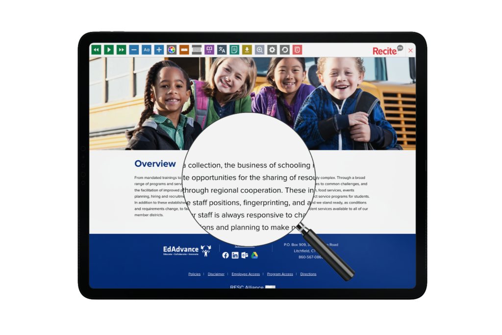 Tablet with screenshot of EdAdvance website