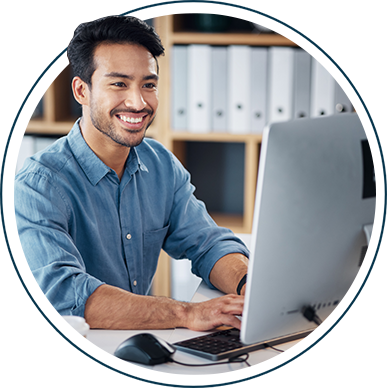 man looking at computer screen to work out what a web accessibility checker is