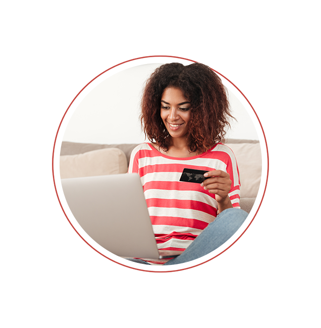 Retail and Ecommerce Blog header - A woman shopping online with a credit card in hand