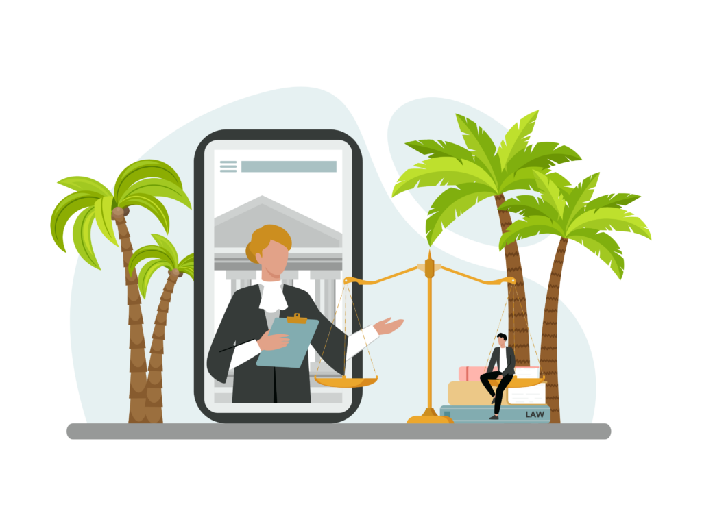 an illustration of a judge on the screen of a mobile device