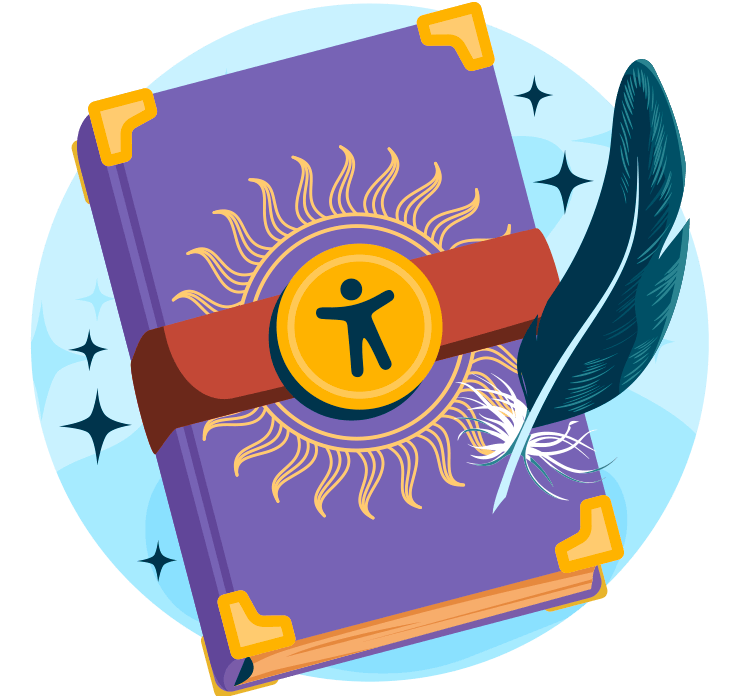 Image of a book with a quill