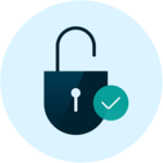 An icon of a lock with a light blue background