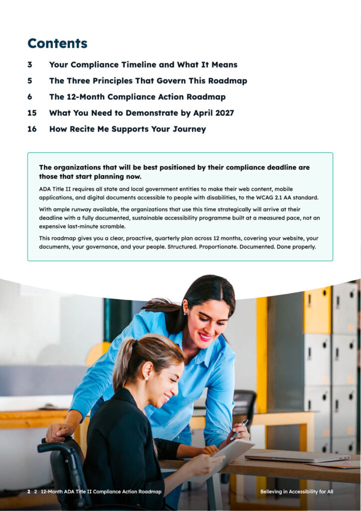 Page 2 of the ADA Title II Compliance Roadmap
