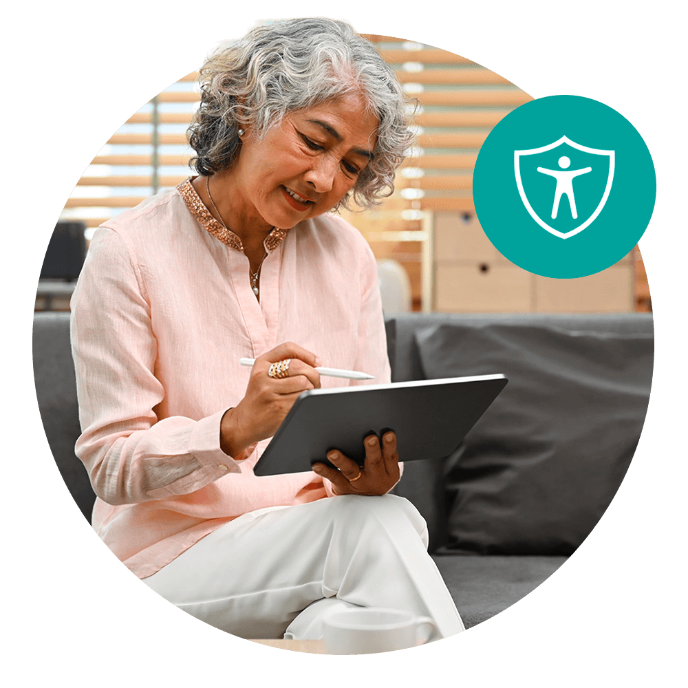 woman using tablet