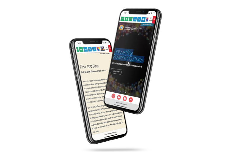 Mobiles with Charlotte Sweeney Associates website using the Recite Me assistive toolbar