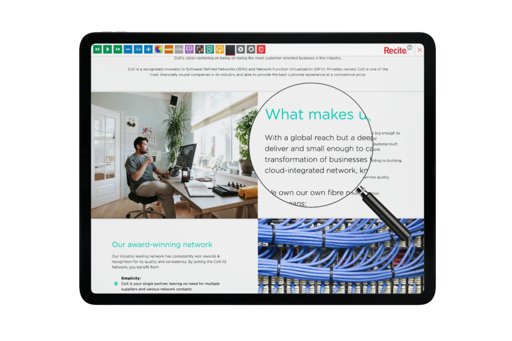 Tablet with Colt website using the Recite Me assistive toolbar