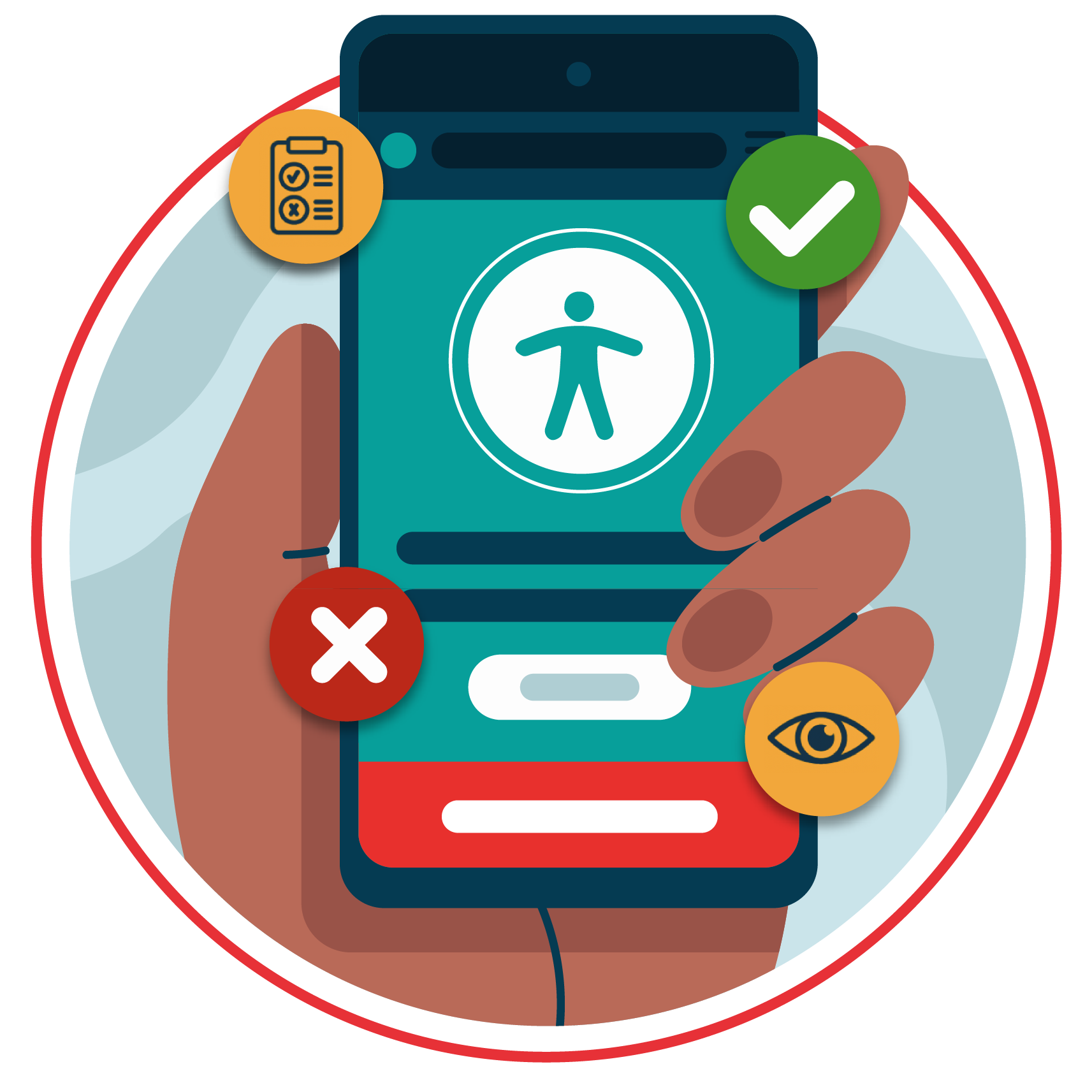 Illustration of person holding a phone