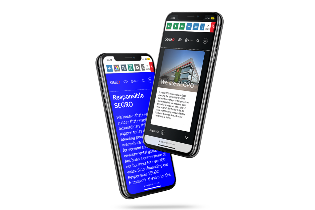 Sergo website with Recite Me onscreen