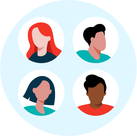 4 animated headshots of employees