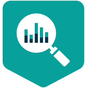 magnifying glass with charts inside