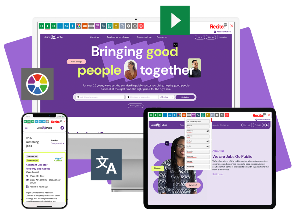 Jobs Go Public website open on different devices
