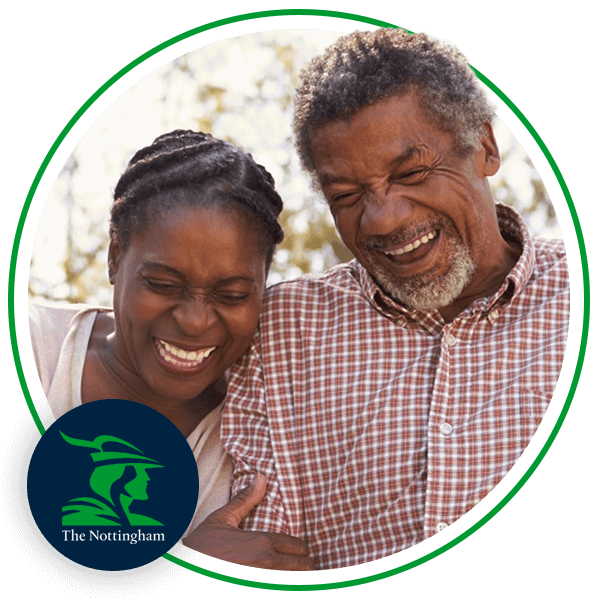 two people smiling