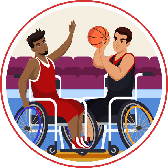 two people playing basketball