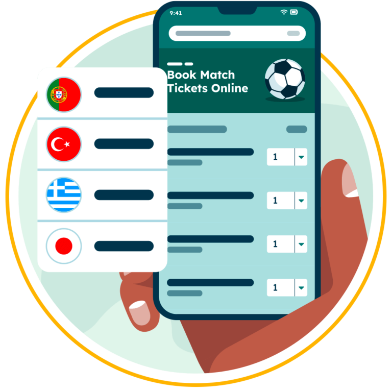 Hand holding phone, showing a sports website with several language options