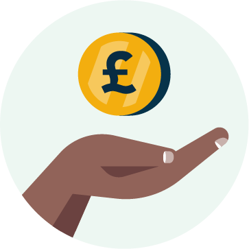 Revenue icon of a Hand holding a coin