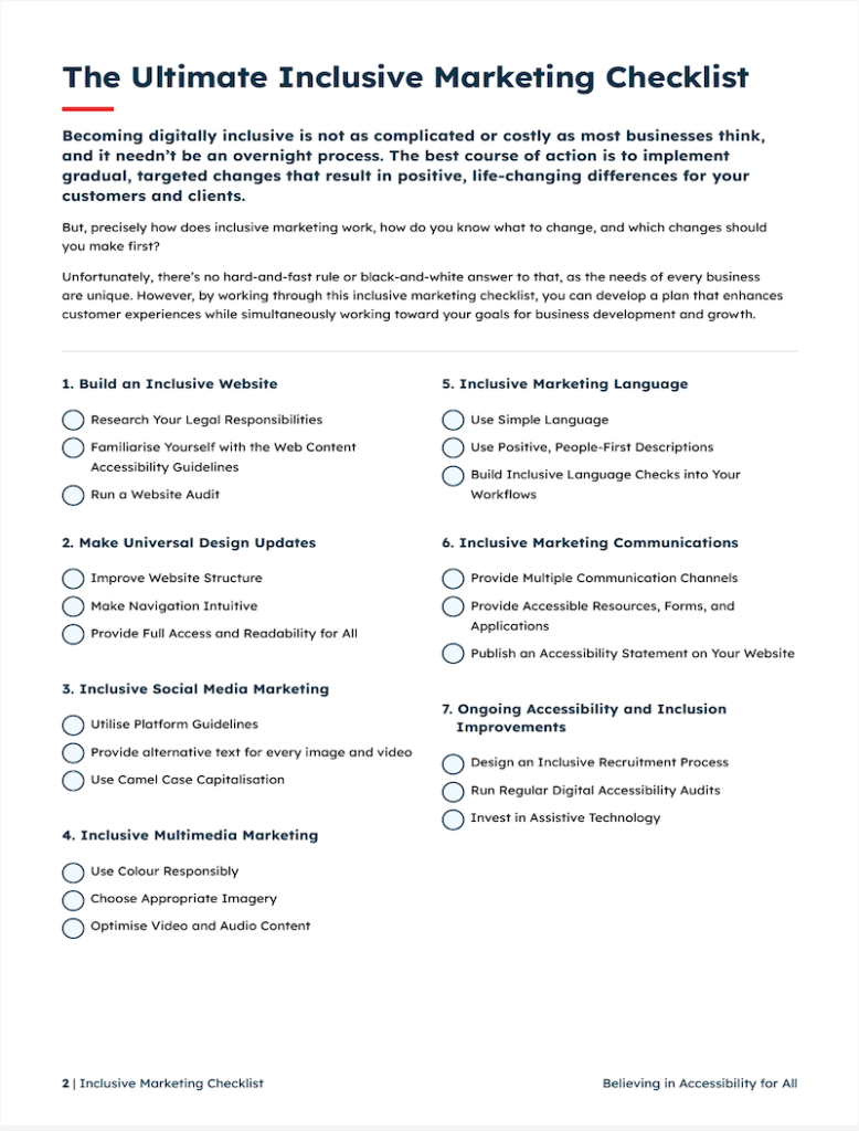Inclusive Marketing Checklist preview page 2