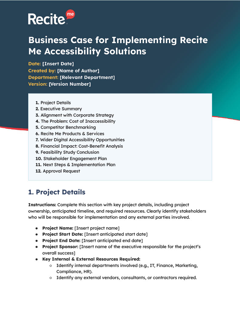 Accessibility Business Case Page 1