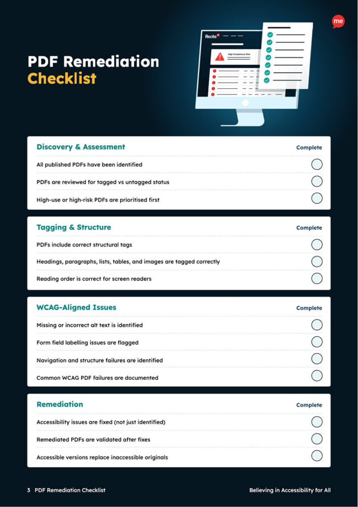Page 3 of the PDF Remediation Checklist