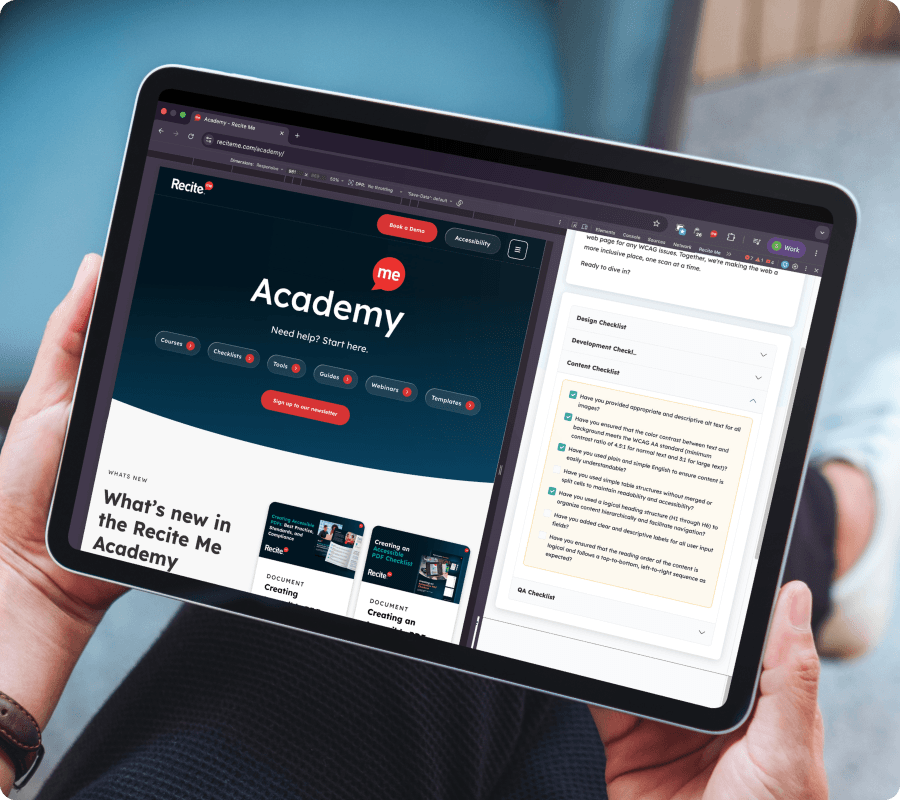 Checker browser extension being used on a tablet screen