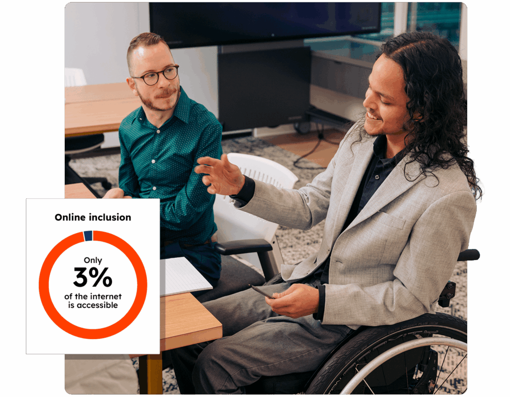 2 disabled workers talking around a conference table