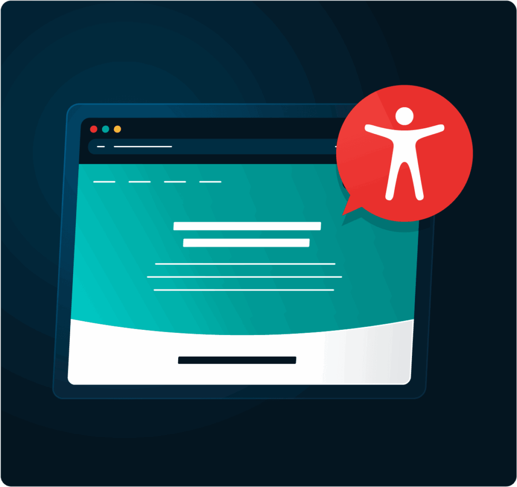 A website with an accessibility statement with an inclusion ionic in a speech bubble