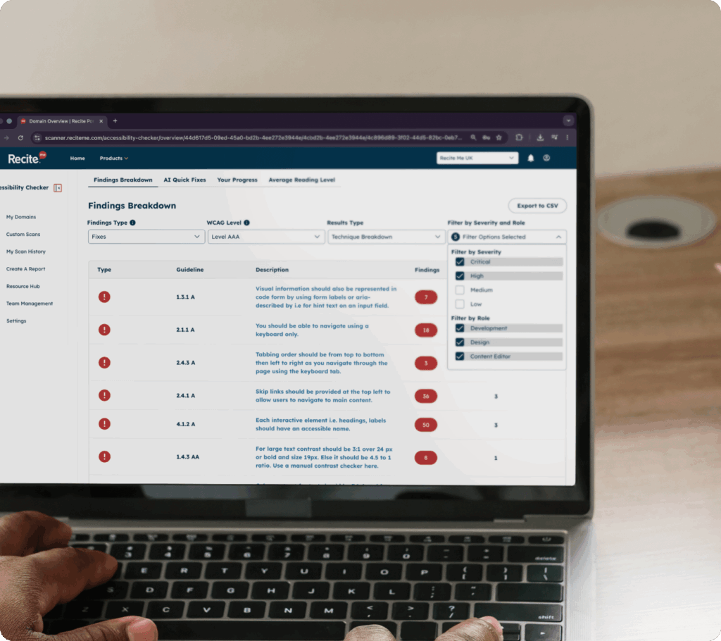 Filter by job role being used on a laptop