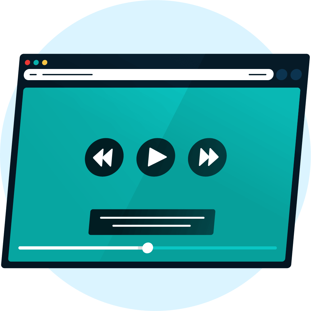 Video player icon with the subtitles turned on